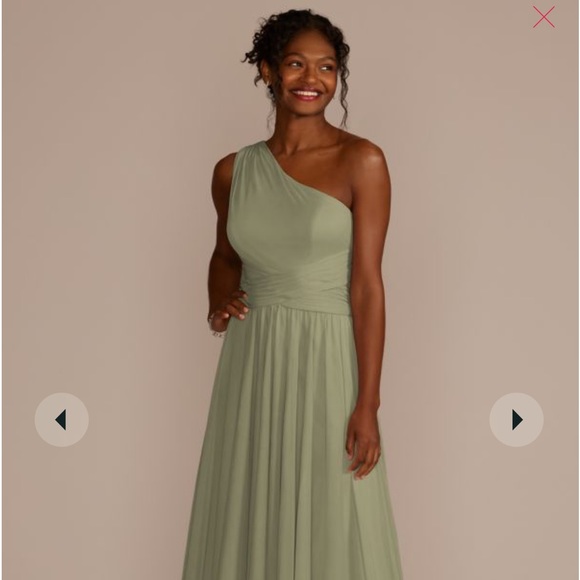 David’s bridal eucalyptus one shoulder bridesmaid dress. - Picture 5 of 5